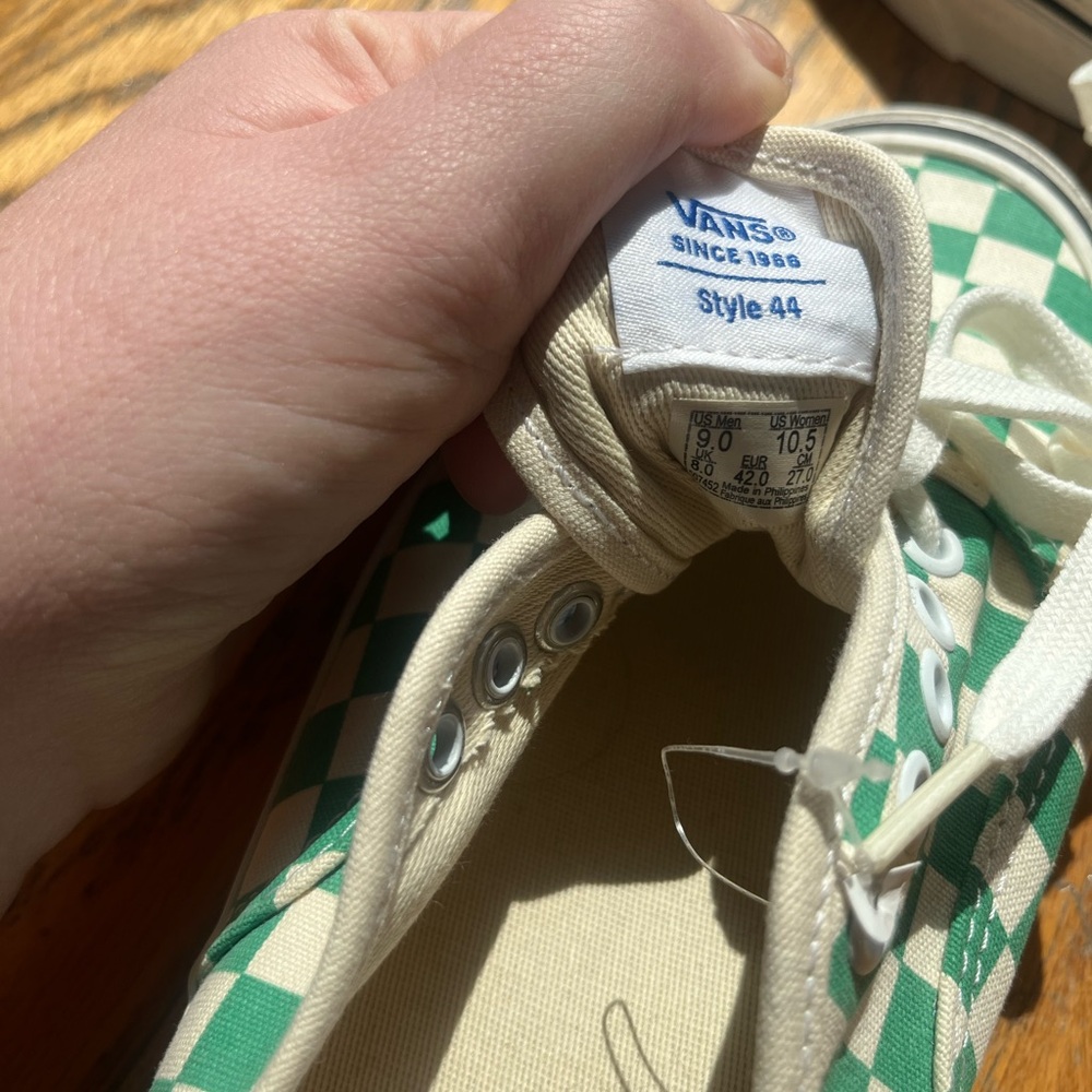 Vans Green and White Checkered Sneakers - Picture 4 of 6